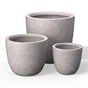 Kante Set of 3 CON Gray Concrete Bowl Planters 18" 14" 10" Dia