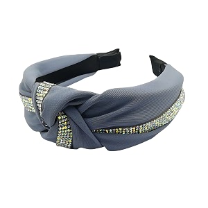 rhinestone 5 layers solid fabric knot plastic hairband hair accessories for girls and women - livid grey
