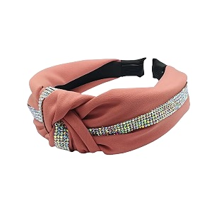 rhinestone 5 layers solid fabric knot plastic hairband hair accessories for girls and women wine pink