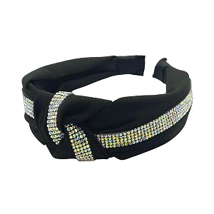 rhinestone 5 layers solid fabric knot plastic hairband hair accessories for girls and women black