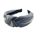 Rhinestone 5 layers Solid Fabric Knot Plastic Hairband Hair Accessories for Girls and Women - Livid (Grey)