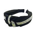 Rhinestone 5 layers Solid Fabric Knot Plastic Hairband Hair Accessories for Girls and Women, Black