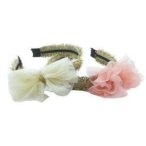 floral flower metal hairband hair accessories for girls women for party pack of 2 multicolor