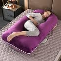 Ultra Soft J Shape Full Body Support Pregnancy Pillow/Maternity Pillow for Pregnant Women with Velvet Zippered Cover - Wine, Pack of 1