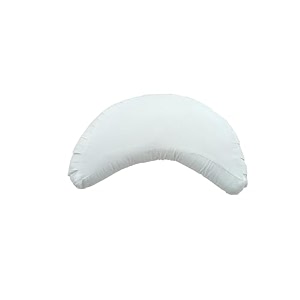 buckwheat hulls filled crescent shaped multipurpose meditation amp yoga zafu cushion for healthy posture with removable outer organic cotton cover - solid white l 50 x w 20 cm