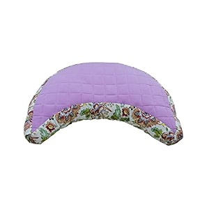 buckwheat hulls filled multipurpose meditation amp yoga quilted plus printed - crescent cushion for healthy posture with removable outer cotton cover purple - l 50 x w 20 cm