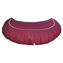 Buckwheat Hulls Filled Multipurpose Meditation &amp; Yoga Zafu Cushion for Healthy Posture with Removable Outer Cotton Cover (Berry- L 50 x W 20 cm)