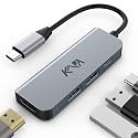 Kapa USB C Type HUB 4 in 1 Adapter, Aluminium Multi Port Dongle Type-C to USB A Ports, 4K HDMI Port, PD Charging Port for MacBook Pro/Air, Lenovo, Dell, Samsung Dex Other Type C Phones & Devices