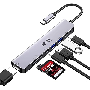 kapa usb c type hub 7 in 1 adapter aluminium multi port dongle type-c to usb 3020 port 4k hdmi pd 30 charging port sdtf reader for macbook chromebook dell other type c phones amp devices