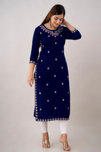 Kapadia Women Embroidered Straight Kurta