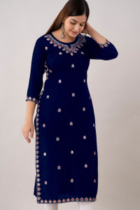 Kapadia Women Embroidered Straight Kurta