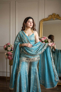 kapadiya fab Women Kurta Sharara Dupatta Set