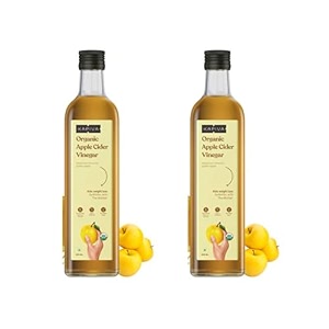 kapiva organic apple cider vinegar with the mother in glass bottle - certified organic - synbiotic in nature 500ml - pack of 2
