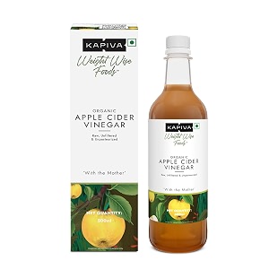 kapiva organic apple cider vinegar with the mother in glass bottle - certified organic - synbiotic in nature 500ml