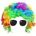 Kapoor Crafts Clown Joker Curly Malinga Hair Wig Funky Party Costume Halloween Wig holi celebration (Multi-Color Rainbow) holi prop
