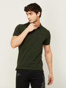 Kappa Solid Men Polo Neck Green T-Shirt