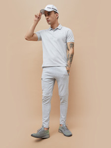 Kappa Solid Men Polo Neck Grey T-Shirt