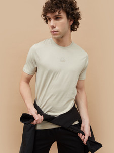 Kappa Solid Men Round Neck Beige T-Shirt