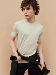 Kappa Solid Men Round Neck Beige T-Shirt