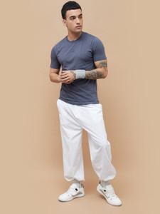 Kappa Solid Men Round Neck Grey T-Shirt