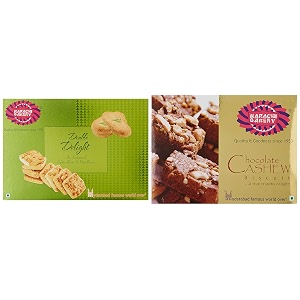 karachi bakery chocolate cashew biscuits 400g  karachi bakery double delight with cashew and green pista 400g