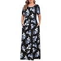 KARALIN Women Plus Size Maxi Dress Short Sleeve Round Neck Loose Fit A-Line