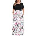 KARALIN Women Plus Size Maxi Dress Short Sleeve Round Neck Loose Fit A-Line