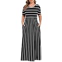 KARALIN Women Plus Size Maxi Dress Short Sleeve Round Neck Loose Fit A-Line
