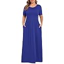 KARALIN Women Plus Size Maxi Dress Short Sleeve Round Neck Loose Fit A-Line