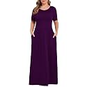 KARALIN Women Plus Size Maxi Dress Short Sleeve Round Neck Loose Fit A-Line