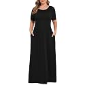 KARALIN Women Plus Size Maxi Dress Short Sleeve Round Neck Loose Fit A-Line