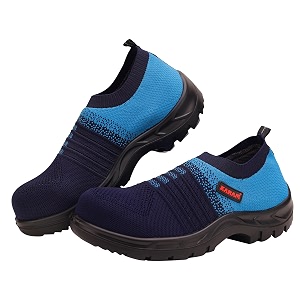 karam flytex fs203 safety shoes for men  sporty design lightweight with single density  antistatic antislip oil amp heat resistant with fiber toe  blue  size-06