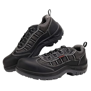 Karam FS62 Buff Black Leather Safety Shoes