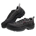 Karam FS62 Buff Black Leather Safety Shoes for Men | Fiber Toe|Double Density TPU Sole | Antistatic, Antislip, Oil &amp; Heat Resistant