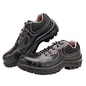 Karam FS100 Black Buff Grain Leather Safety Shoes | Single Density with Steel Toe | Antistatic, Antislip, Oil &amp; Heat Resistant with Anti Performation Insole