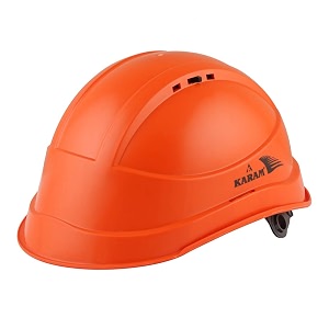 karam pn545 safety helmet for men industrial construction helmet  slider type adjustment  adjustable chin strap ventilation amp side slot for attachment  en certified hard hat  fluroescent orange