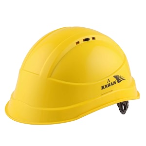 karam pn545 safety helmet for men industrial amp construction helmet  slider type adjustment with adjustable chin strap  ventilation amp side slot for attachment  en certified hard hat  lemon yellow