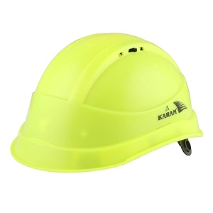 karam pn545 safety helmet for men industrial amp construction helmet  slider type adjustment adjustable chin strap ventilation amp side slot for attachment  en certified hard hat  fluroescent green