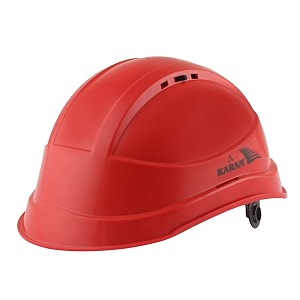 karam pn545 safety helmet for men industrial amp construction helmet  slider type adjustment with adjustable chin strap  ventilation amp side slot for attachment  en certified hard hat  red