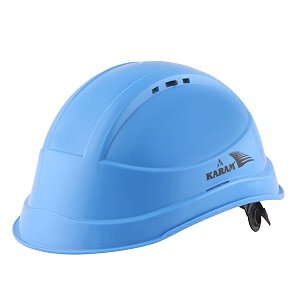 karam pn545 safety helmet for men industrial amp construction helmet  slider type adjustment with adjustable chin strap  ventilation amp side slot for attachment  en certified hard hat  star blue