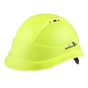 KARAM PN545 Safety Helmet for Men Industrial &amp; Construction Helmet | Slider Type Adjustment Adjustable Chin Strap, Ventilation &amp; Side Slot for Attachment | EN Certified Hard Hat | Fluroescent Green
