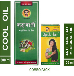karamati ayurvedic thanda telhair cool oil 500ml plus quick hair ayurvedic medicinal anti hair fall oil 100ml hair oil 600 ml