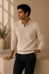 KaramKar Self Design Collared Neck Casual Men