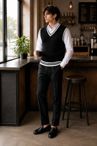 KaramKar Self Design V Neck Casual Men
