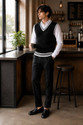 KaramKar Self Design V Neck Casual Men