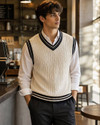 KaramKar Self Design V Neck Casual Men