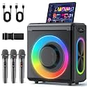 Karaoke Machine, 3 Wireless Rechargeable Microphones, 200W Speaker