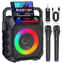 Karaoke Machine and 2 Wireless Microphones for Adults &amp; Kids