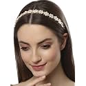 Karatcart Gold-Plated White Kundan-Studded Handcrafted Hairband