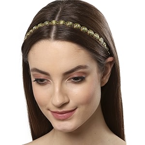 karatcart gold-plated white kundan-studded handcrafted hairband